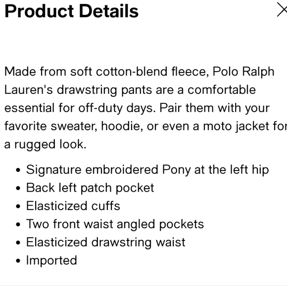 NWT Men's Ralph Lauren Polo Fleece Drawstring Cuff Sweatpants - Picture 13 of 13